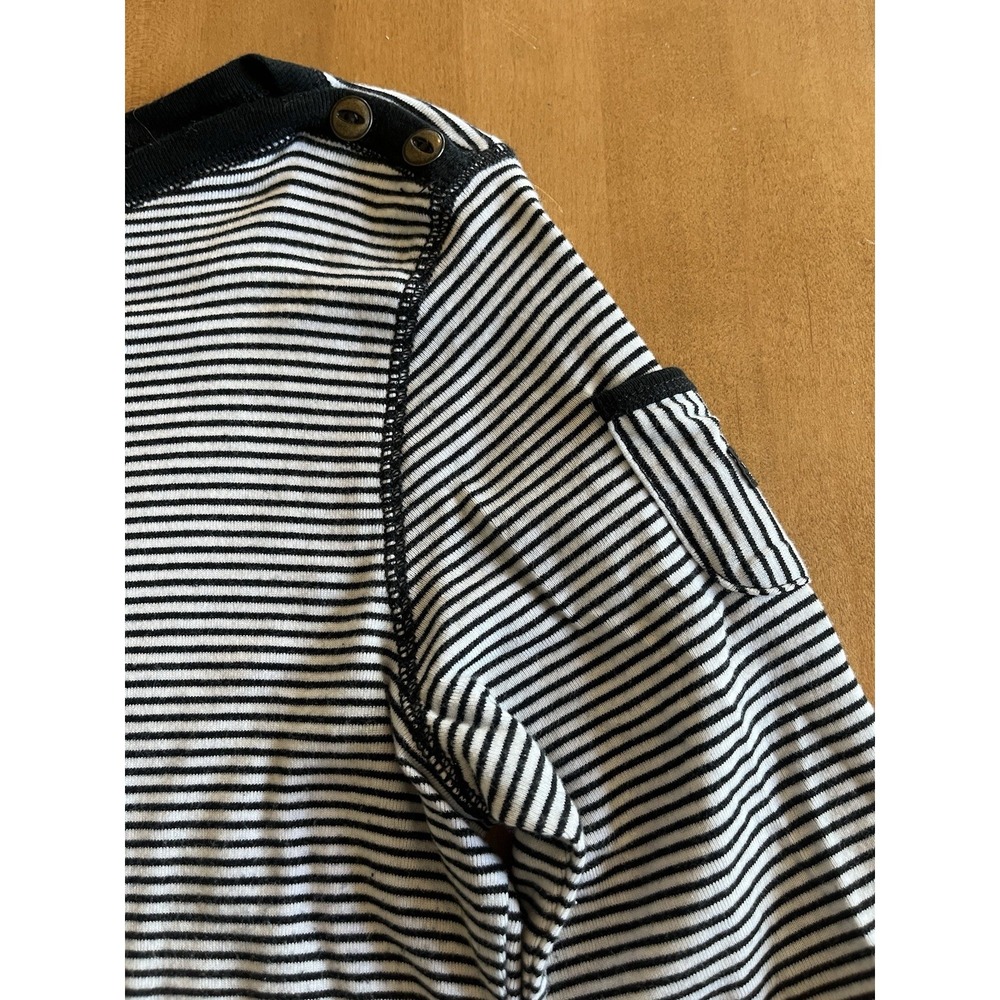 LRL Ralph Lauren Jean Co. Women's Long Sleeve Top Black Striped 3/4 Sleeve Sz M - Picture 2 of 10